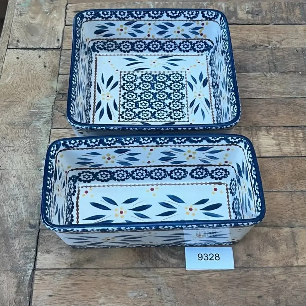 Temptations By Tara Old World Blue Floral Baking Dishes 1 & 1.5 Quart